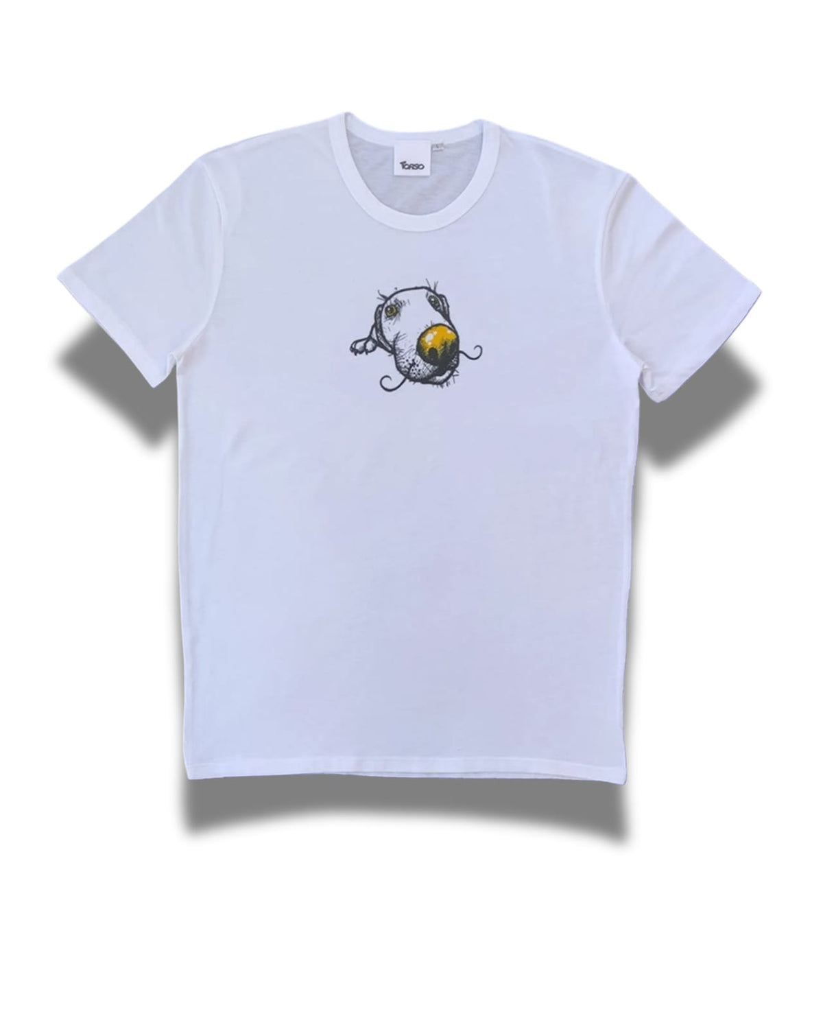T-SHIRT לבן עם הדפס כלב לבן