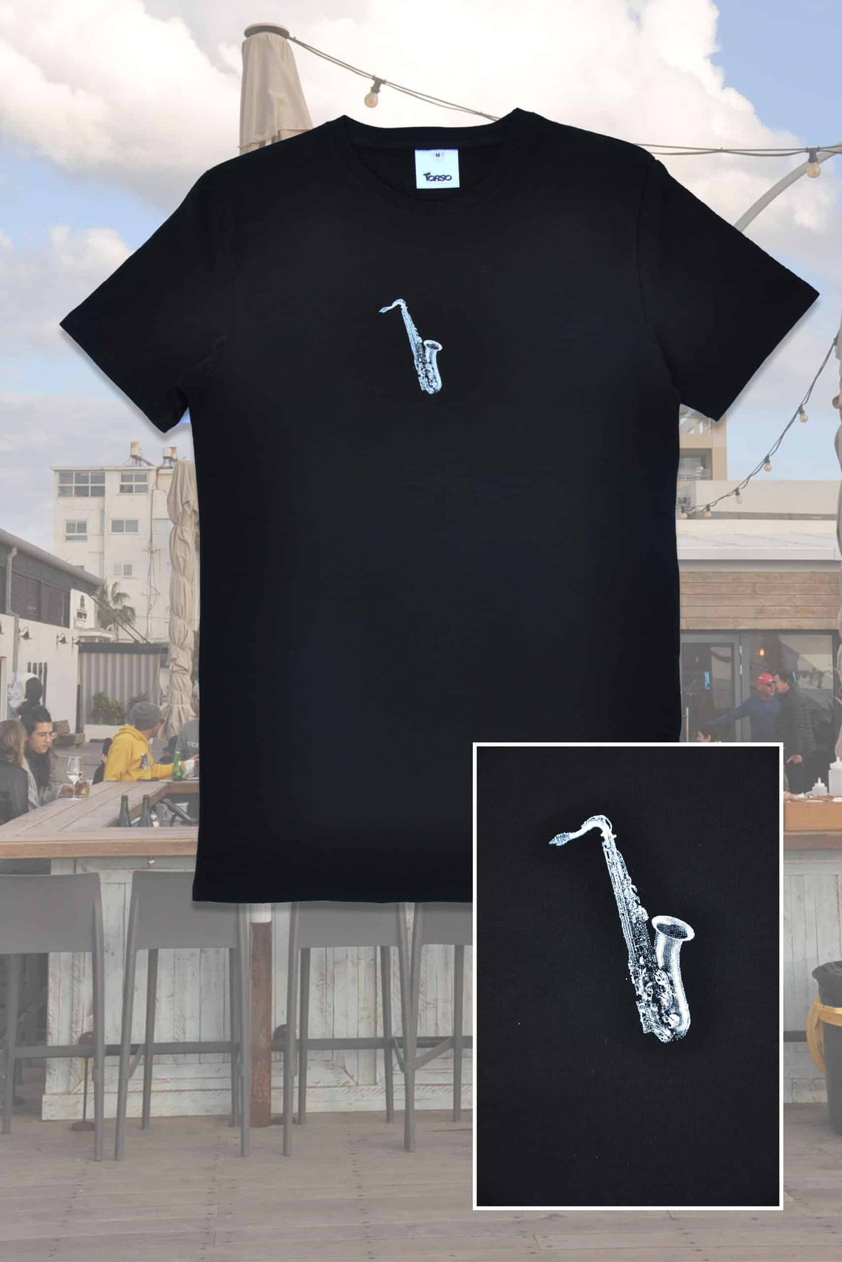 T  חולצת טי שירט עם הדפס סקסופון / גברים