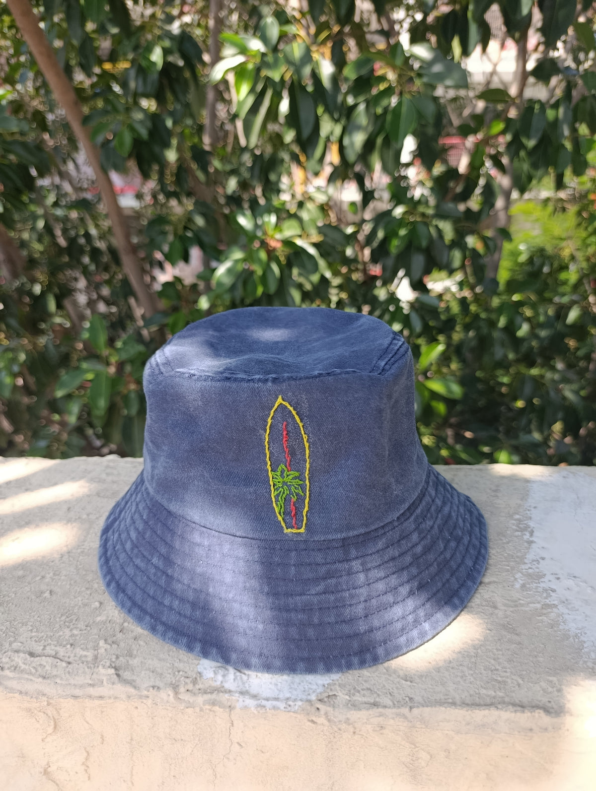 כובע כותנה נייבי וושד | ריקמת גלשן ים בעבודת יד