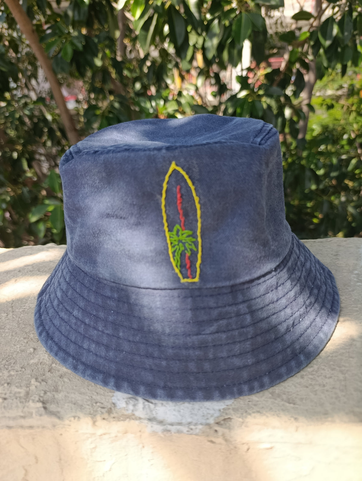 כובע כותנה נייבי וושד | ריקמת גלשן ים בעבודת יד
